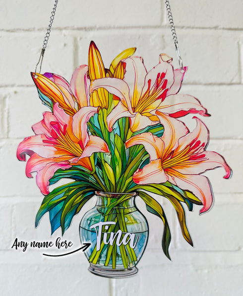 Everlasting Lilys in Vase Personalised